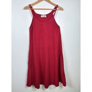 PARUL Women's XS Wine Red Cotton Linen Blend Sleeveless Dress with Pockets USA